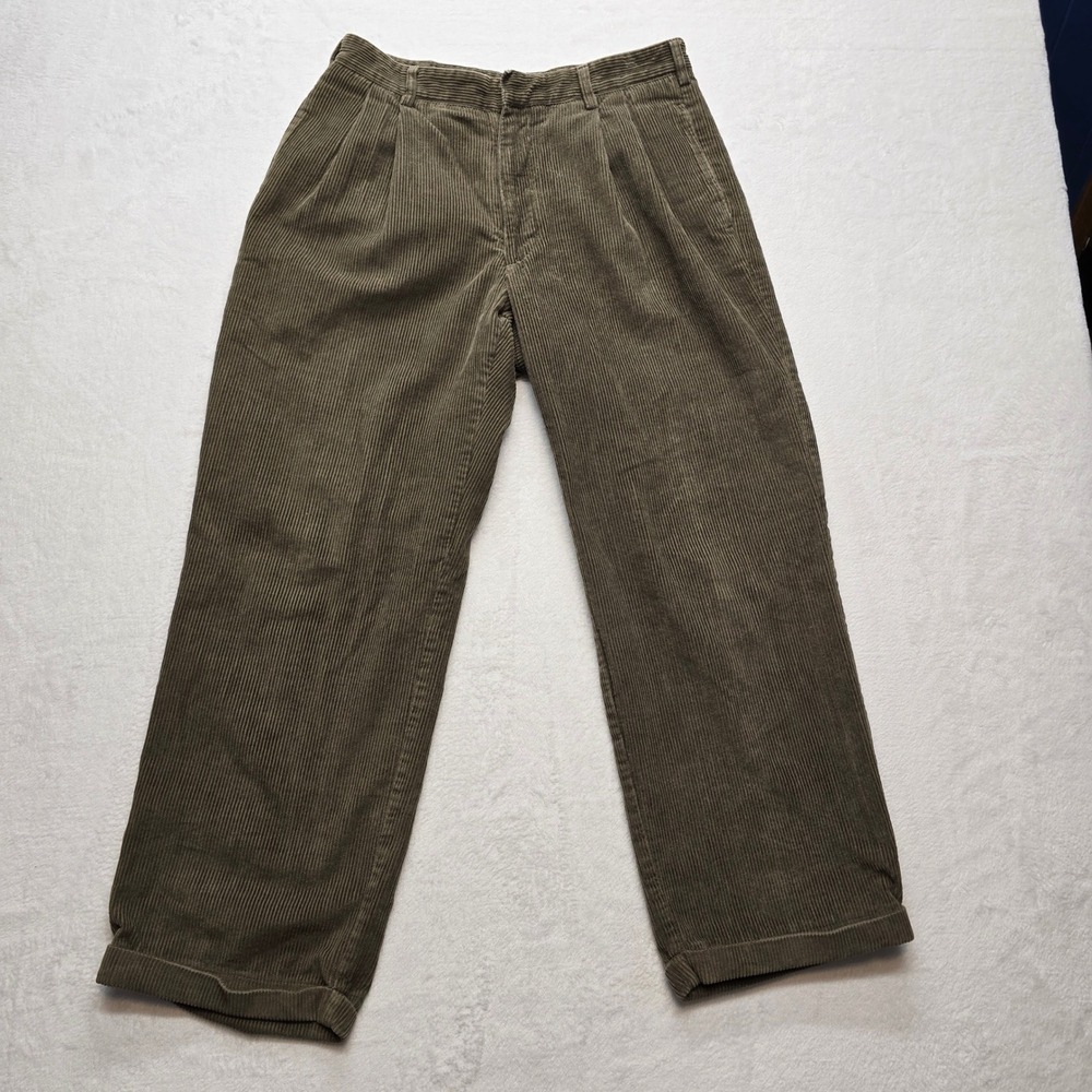 Geoffrey Beene‎ Corduroy Pants Pleated Brown Classic 32x30